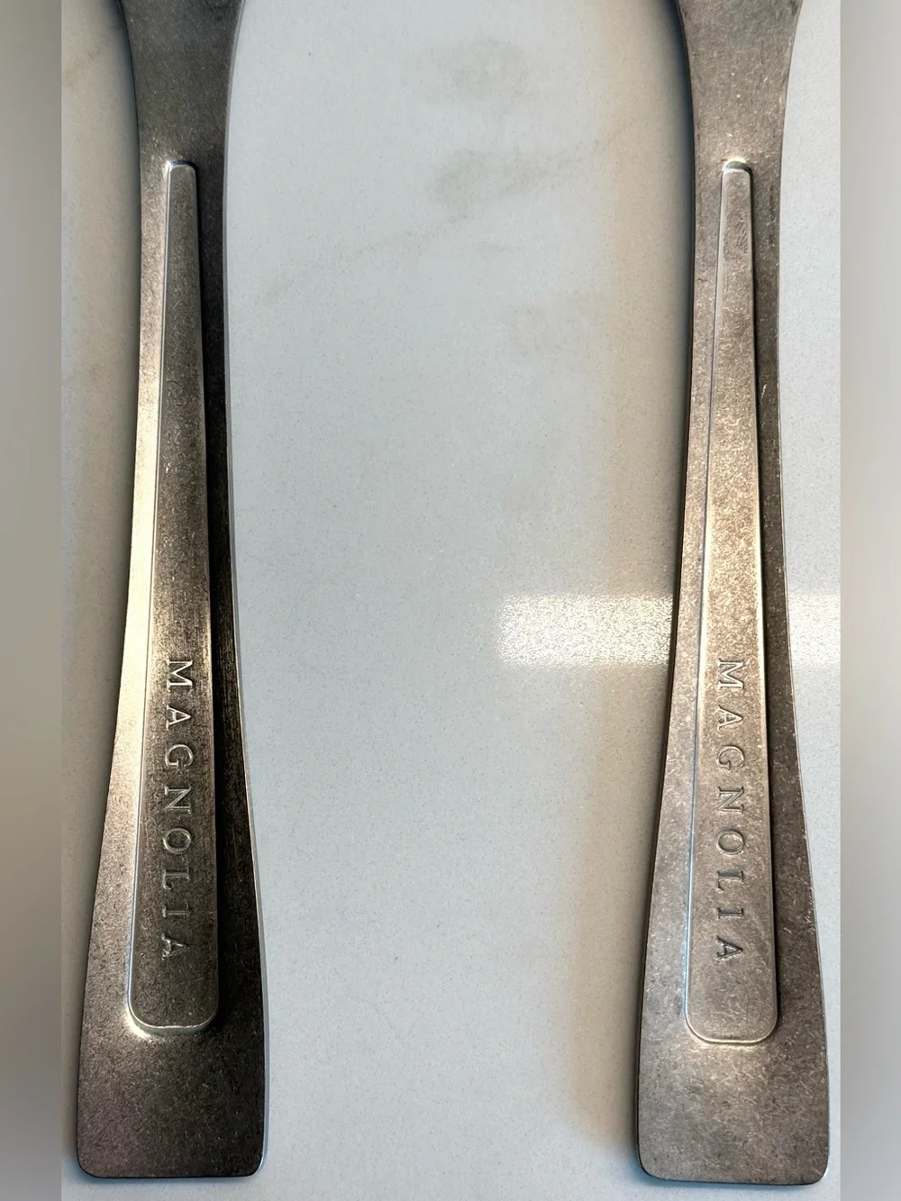 Magnolia Metal Serving Utensil Set of 3 Heavy Solid Serving Spoons